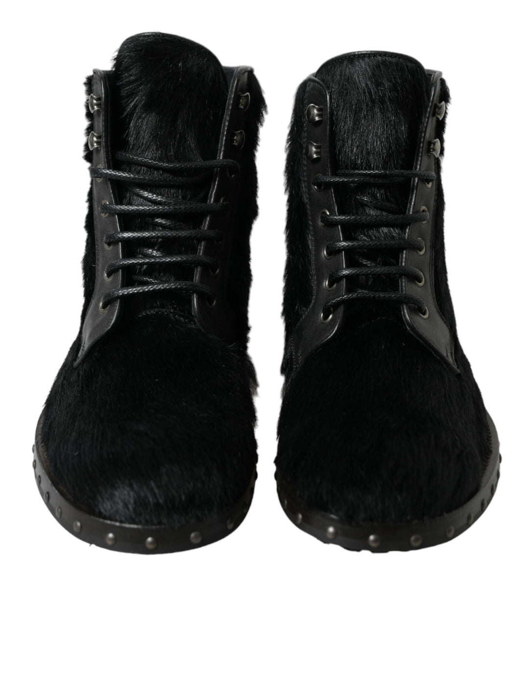 Dolce &amp; Gabbana Sample Sale Dolce &amp; Gabbana Black Pony Style Leather Mid Calf Boots Shoes - | Designer outlet