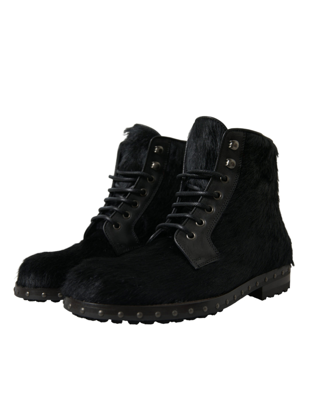 Dolce &amp; Gabbana Sample Sale Dolce &amp; Gabbana Black Pony Style Leather Mid Calf Boots Shoes - | Designer outlet