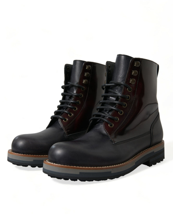 Dolce &amp; Gabbana Sample Sale Dolce &amp; Gabbana Black Leather Military Combat Boots Shoes - | Designer outlet