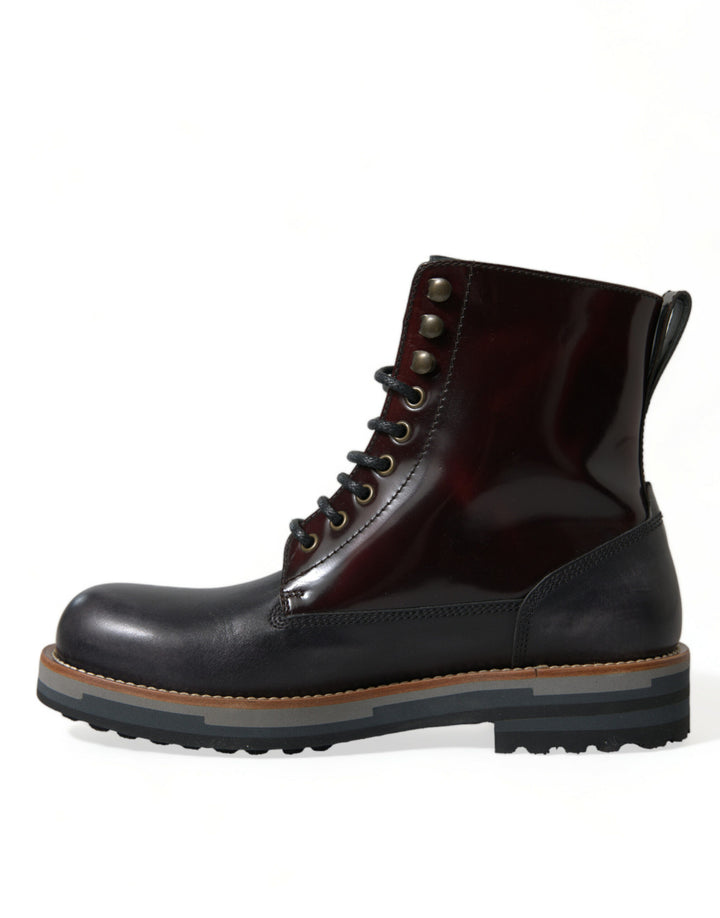 Dolce &amp; Gabbana Sample Sale Dolce &amp; Gabbana Black Leather Military Combat Boots Shoes - | Designer outlet