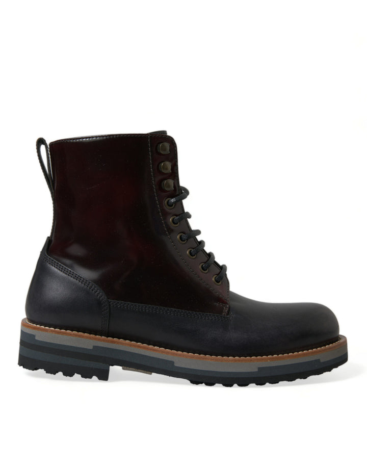 Dolce &amp; Gabbana Sample Sale Dolce &amp; Gabbana Black Leather Military Combat Boots Shoes - | Designer outlet