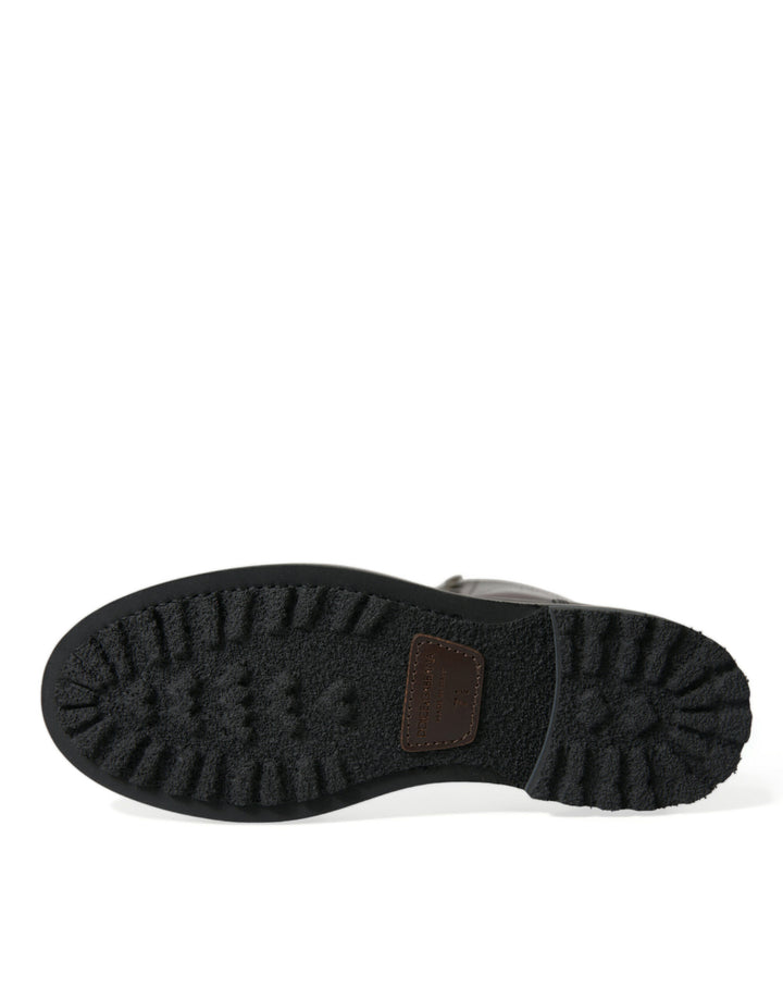 Dolce &amp; Gabbana Sample Sale Dolce &amp; Gabbana Black Leather Military Combat Boots Shoes - | Designer outlet