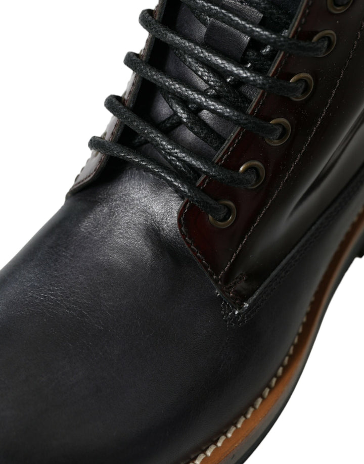 Dolce &amp; Gabbana Sample Sale Dolce &amp; Gabbana Black Leather Military Combat Boots Shoes - | Designer outlet