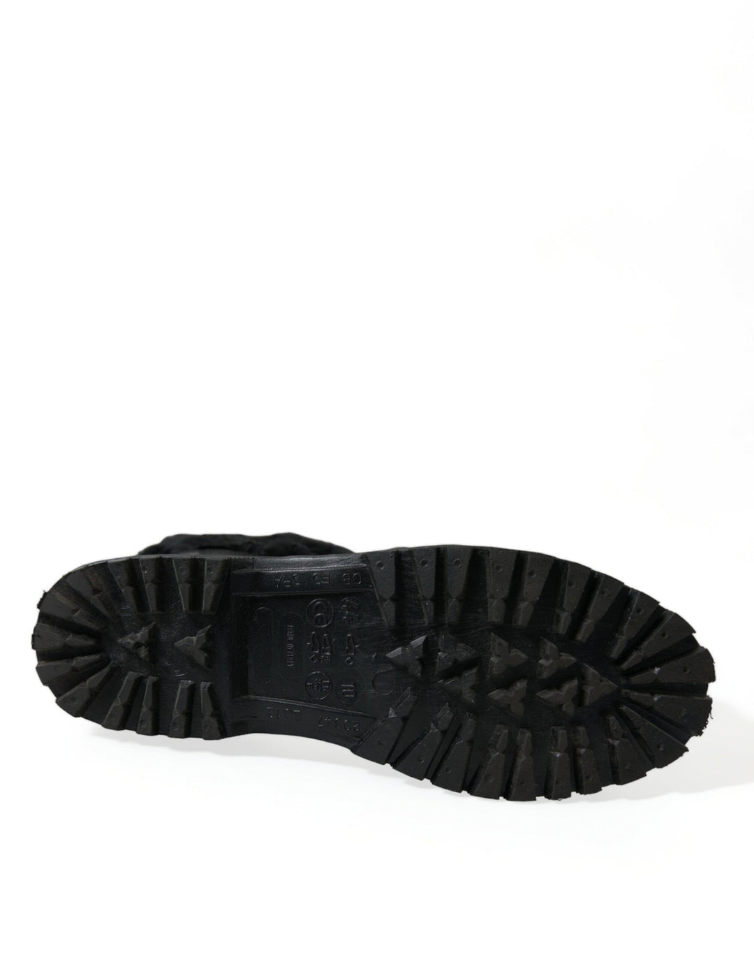 Dolce &amp; Gabbana Sample Sale Dolce &amp; Gabbana Black Rubber Lace Up Shearling Rain Boots Shoes - | Designer outlet