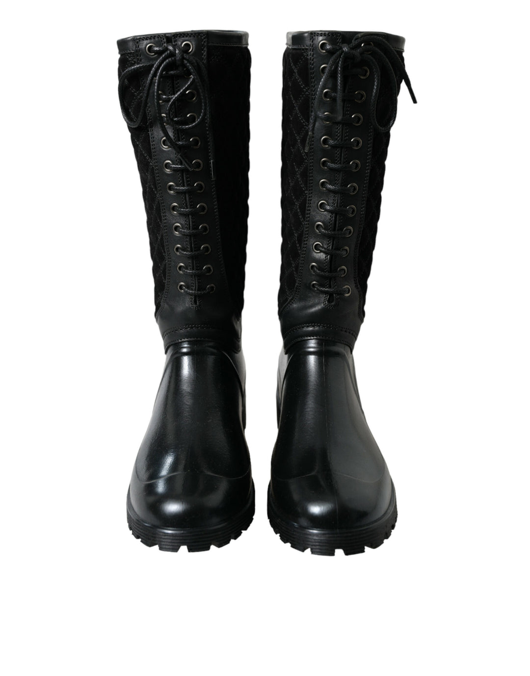 Dolce &amp; Gabbana Sample Sale Dolce &amp; Gabbana Black Chioggia Rubber Suede Rain Boots Shoes - | Designer outlet