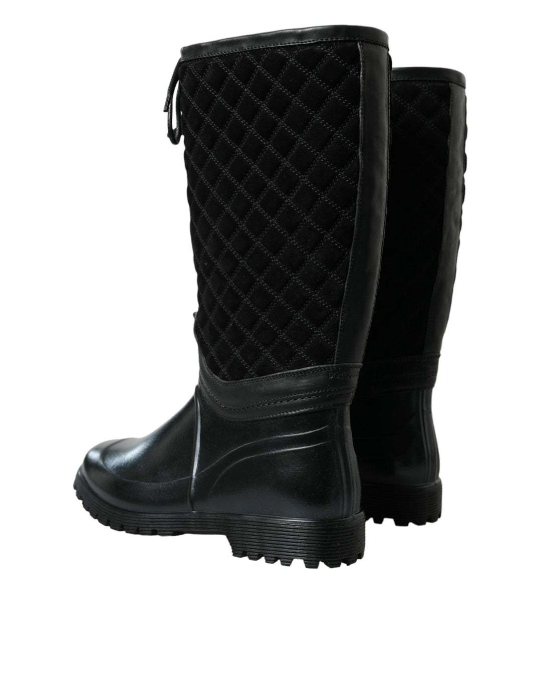 Dolce &amp; Gabbana Sample Sale Dolce &amp; Gabbana Black Chioggia Rubber Suede Rain Boots Shoes - | Designer outlet