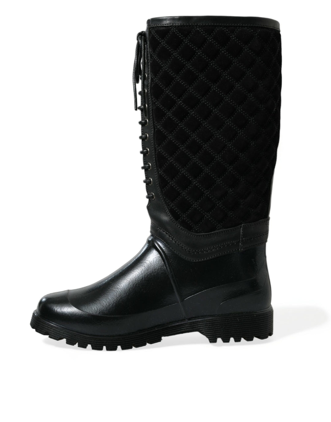 Dolce &amp; Gabbana Sample Sale Dolce &amp; Gabbana Black Chioggia Rubber Suede Rain Boots Shoes - | Designer outlet