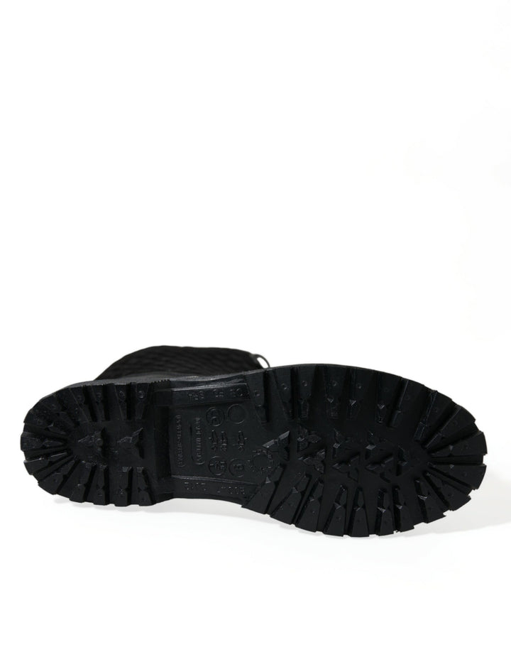 Dolce &amp; Gabbana Sample Sale Dolce &amp; Gabbana Black Chioggia Rubber Suede Rain Boots Shoes - | Designer outlet