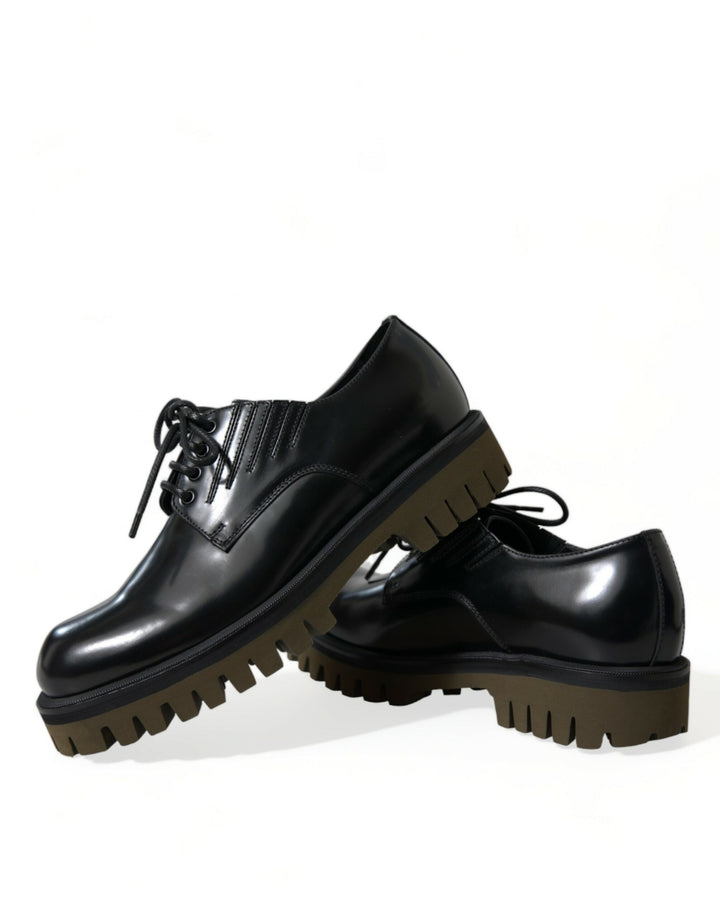 Dolce &amp; Gabbana Sample Sale Dolce &amp; Gabbana Black Leather Lace Up Derby Men Dress Shoes - | Designer outlet
