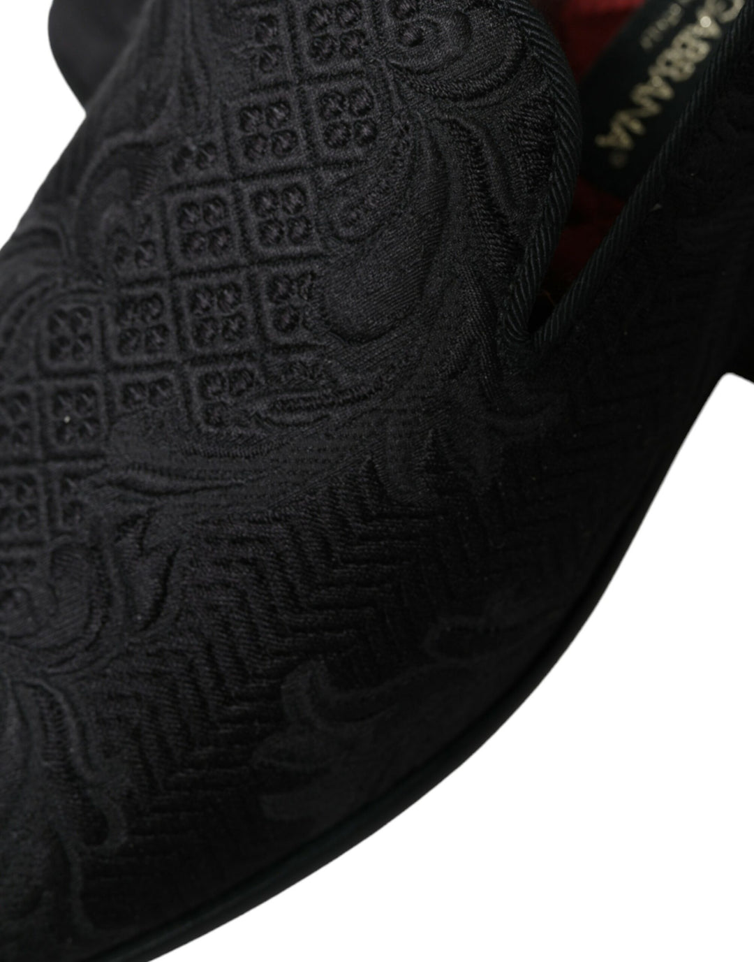 Dolce & Gabbana Black Brocade Men Slip On Loafer Dress Shoes by Dolce & Gabbana outlet now on sale