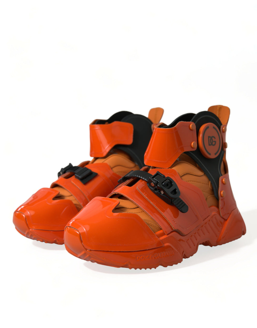 Dolce &amp; Gabbana Sample Sale Dolce &amp; Gabbana Orange Multi Panel Chunky High Top Sneakers Shoes - | Designer outlet