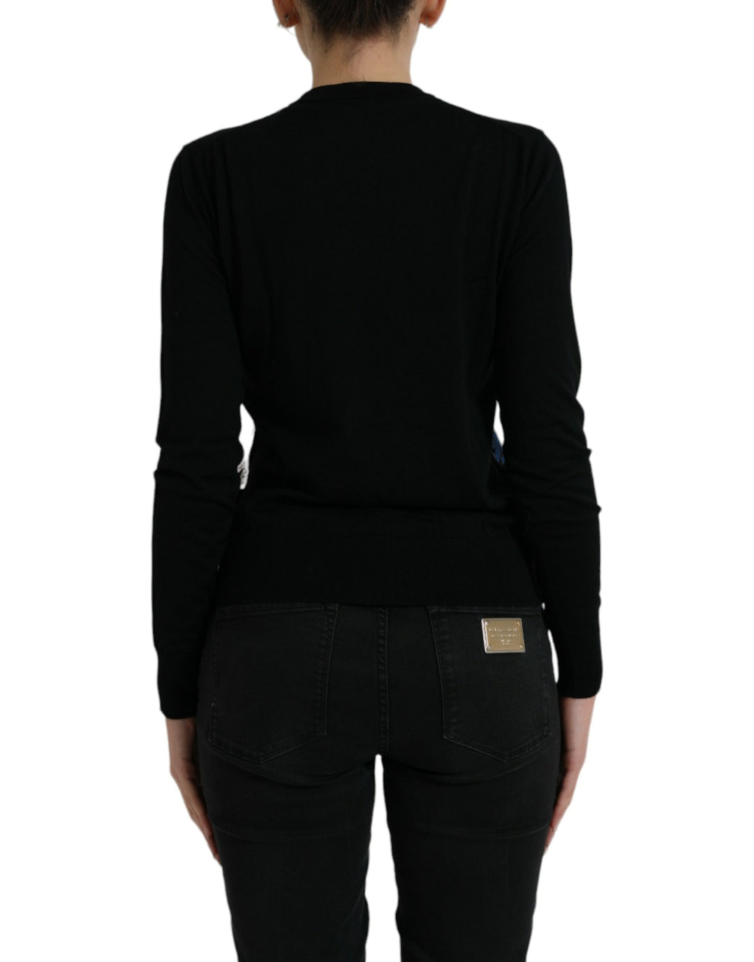 Dolce & Gabbana Black Bird Wool Long Sleeve Cardigan Sweater by Dolce & Gabbana outlet now on sale