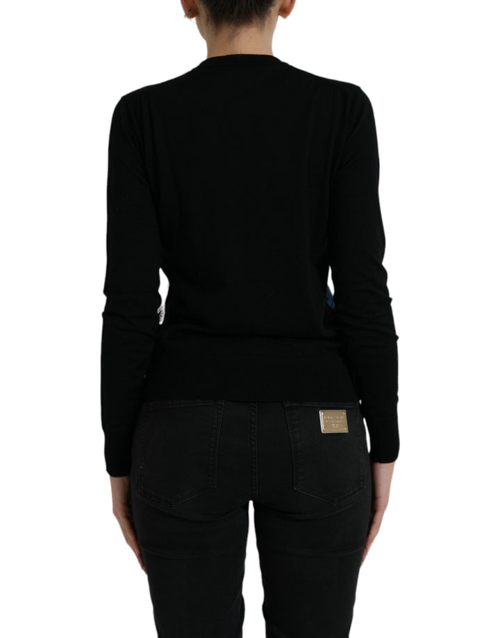 Dolce & Gabbana Black Bird Wool Long Sleeve Cardigan Sweater by Dolce & Gabbana outlet now on sale