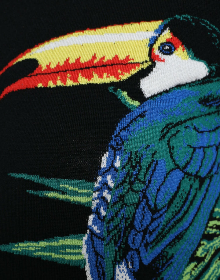 Dolce & Gabbana Black Bird Wool Long Sleeve Cardigan Sweater by Dolce & Gabbana outlet now on sale