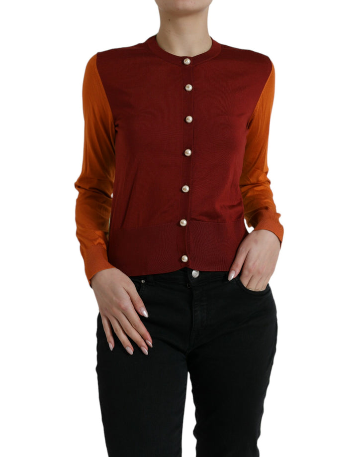 Dolce &amp; Gabbana Sample Sale Dolce &amp; Gabbana Multicolor Silk Crewneck Cardigan Sweater - | Designer outlet