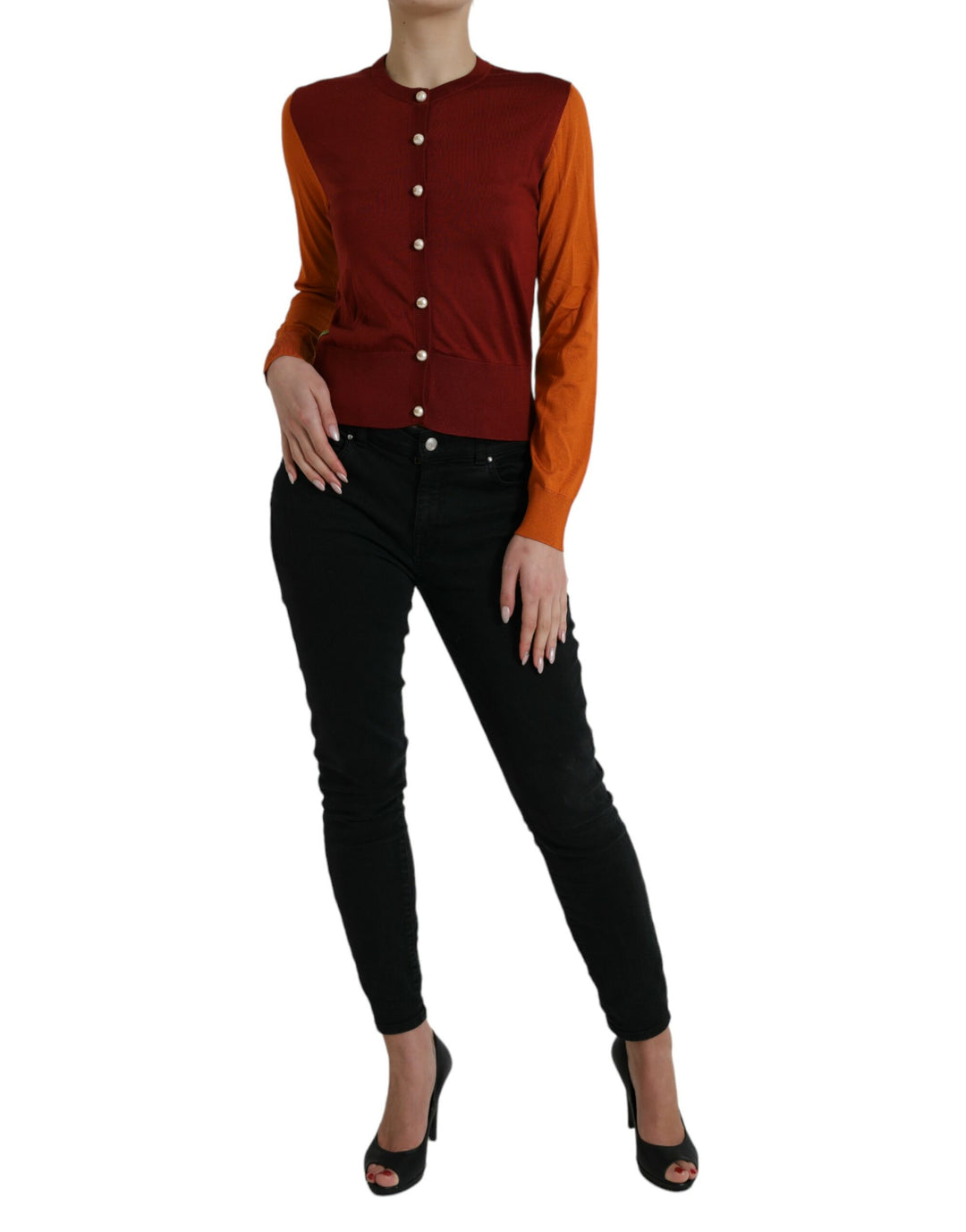 Dolce &amp; Gabbana Sample Sale Dolce &amp; Gabbana Multicolor Silk Crewneck Cardigan Sweater - | Designer outlet