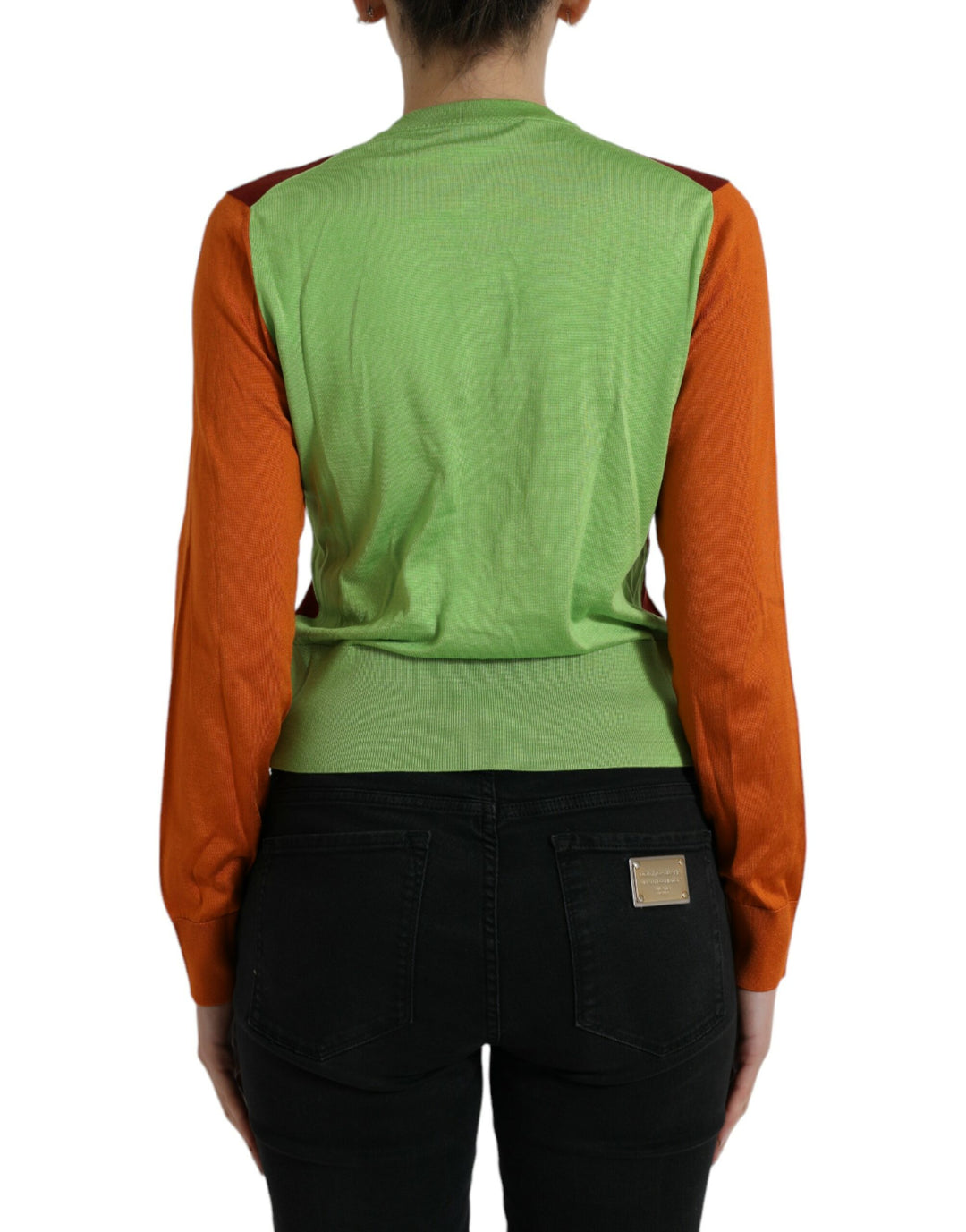 Dolce &amp; Gabbana Sample Sale Dolce &amp; Gabbana Multicolor Silk Crewneck Cardigan Sweater - | Designer outlet