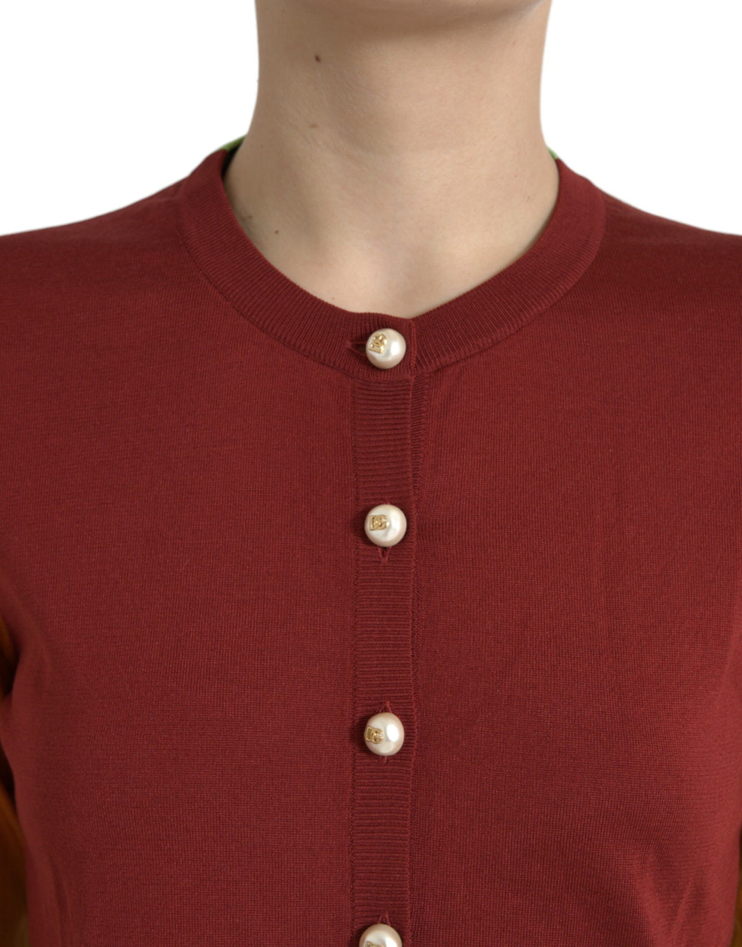 Dolce &amp; Gabbana Sample Sale Dolce &amp; Gabbana Multicolor Silk Crewneck Cardigan Sweater - | Designer outlet
