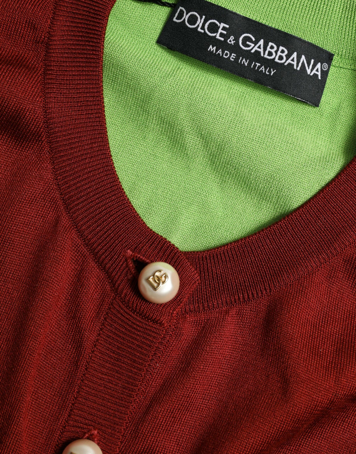 Dolce &amp; Gabbana Sample Sale Dolce &amp; Gabbana Multicolor Silk Crewneck Cardigan Sweater - | Designer outlet