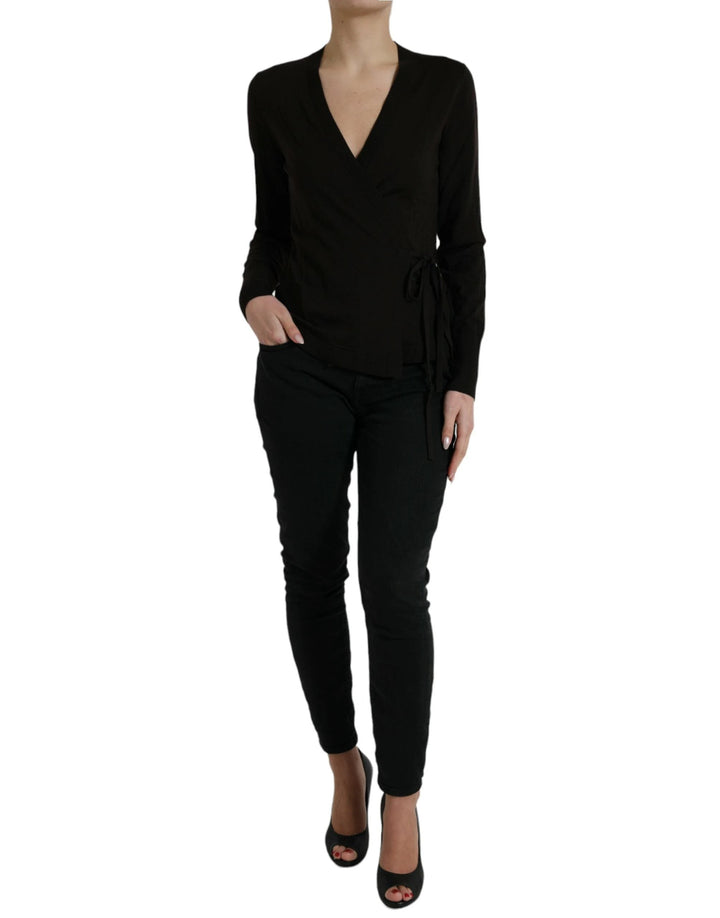 Dolce &amp; Gabbana Black Wool V-neck Crossed Cardigan Sweater by Dolce &amp; Gabbana outlet now on sale