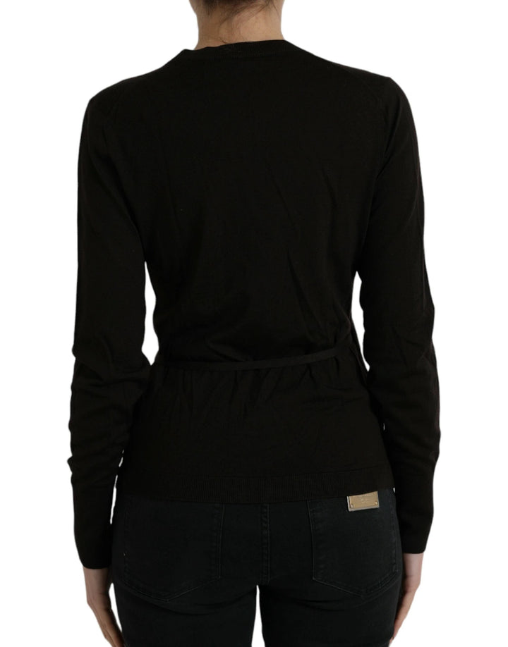 Dolce &amp; Gabbana Black Wool V-neck Crossed Cardigan Sweater by Dolce &amp; Gabbana outlet now on sale