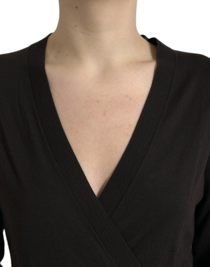Dolce &amp; Gabbana Black Wool V-neck Crossed Cardigan Sweater by Dolce &amp; Gabbana outlet now on sale