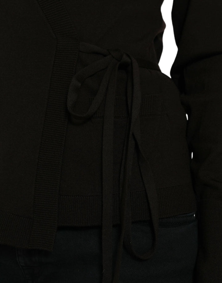 Dolce &amp; Gabbana Black Wool V-neck Crossed Cardigan Sweater by Dolce &amp; Gabbana outlet now on sale