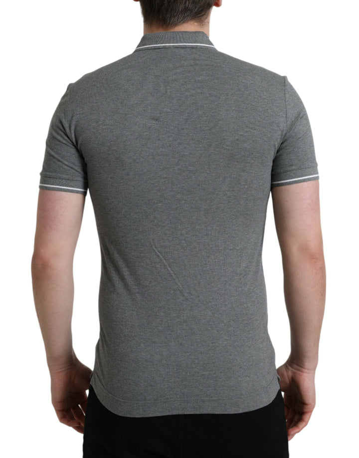 Dolce &amp; Gabbana Sample Sale Dolce &amp; Gabbana Gray Collared Short Sleeve Crown T-shirt - | Designer outlet
