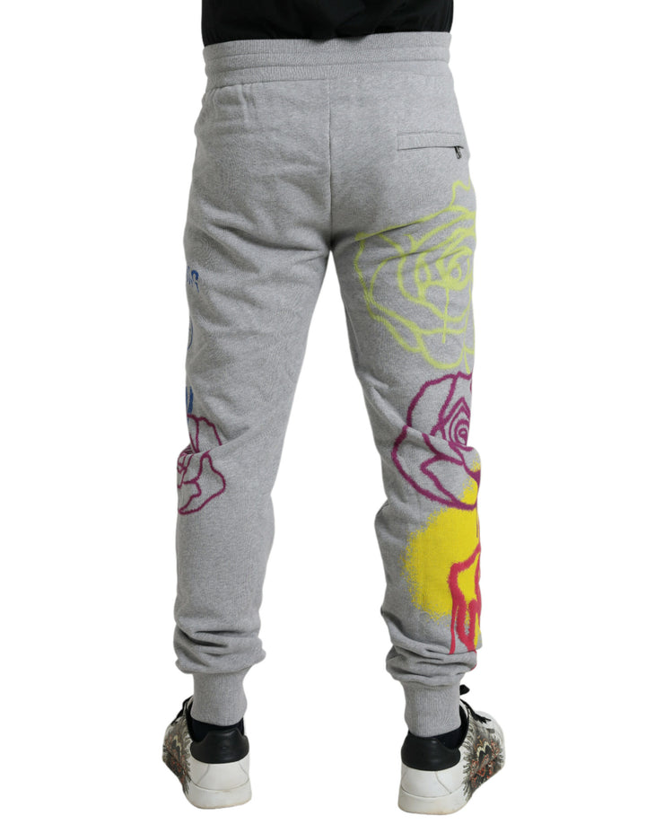 Dolce &amp; Gabbana Sample Sale Dolce &amp; Gabbana Gray Cotton Graffiti Sweatpants Jogger Pants - | Designer outlet