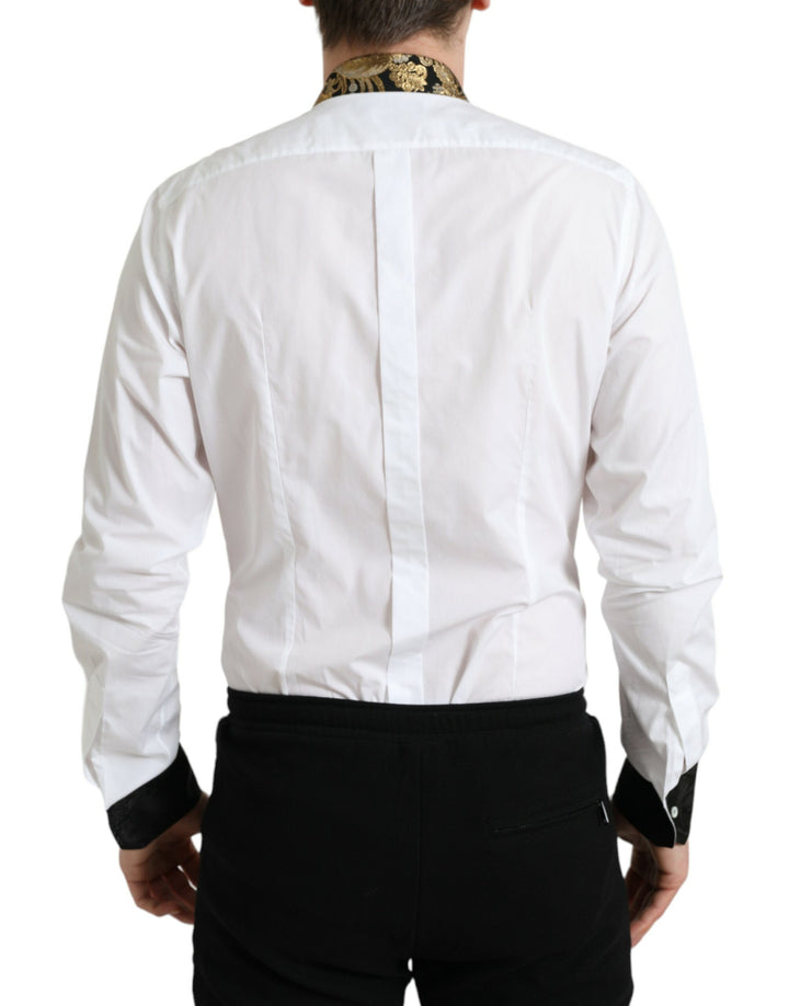 Dolce &amp; Gabbana Sample Sale Dolce &amp; Gabbana White Cotton Jacquard Formal GOLD Dress Shirt - | Designer outlet