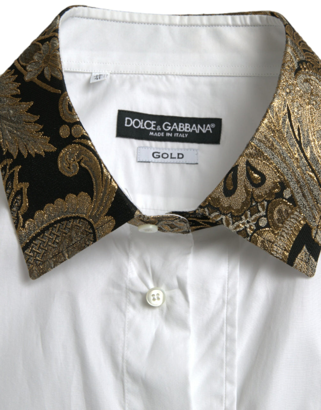 Dolce &amp; Gabbana Sample Sale Dolce &amp; Gabbana White Cotton Jacquard Formal GOLD Dress Shirt - | Designer outlet
