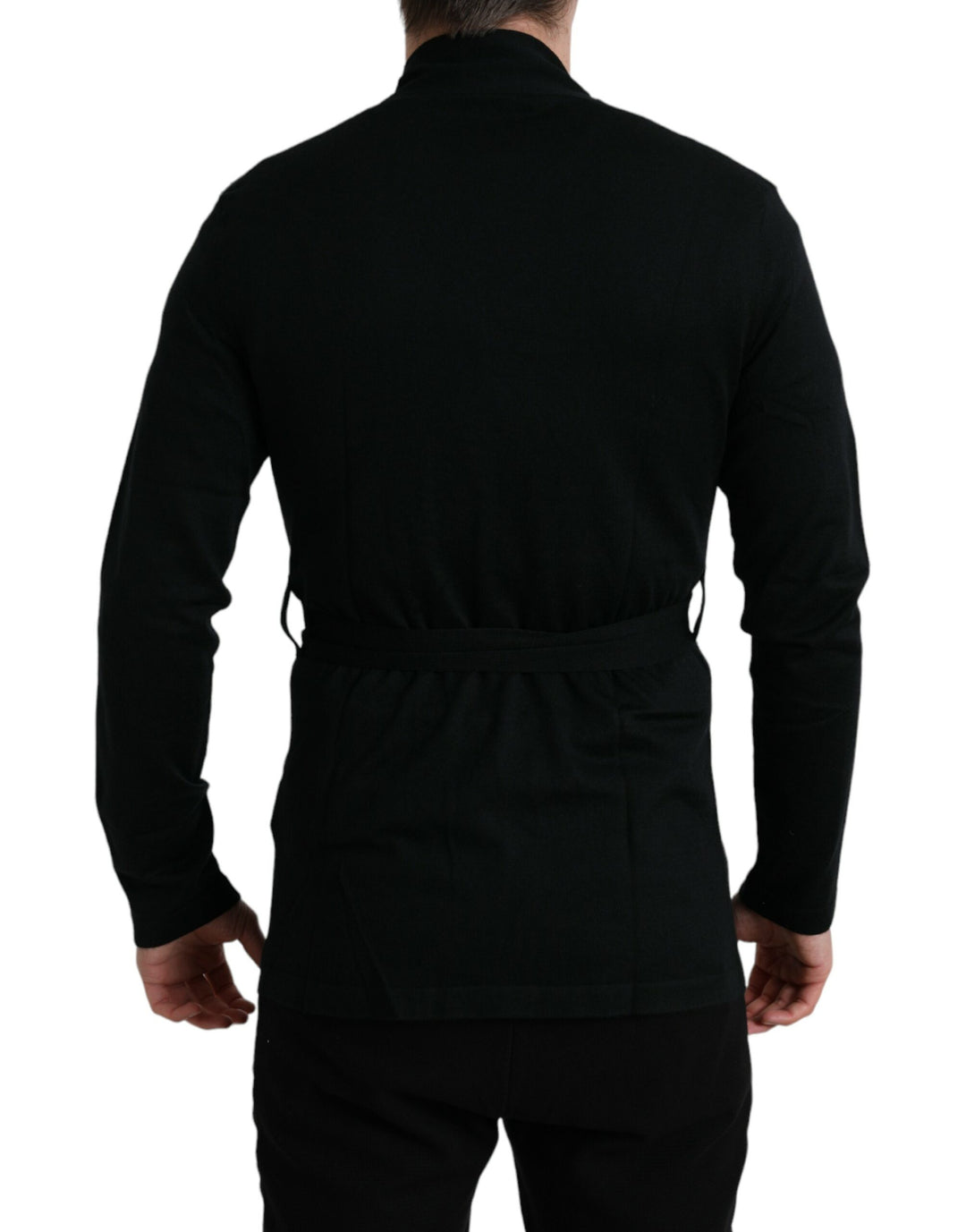 Dolce &amp; Gabbana Black Cashmere Long Sleeves Belted Wrap Robe by Dolce &amp; Gabbana outlet now on sale