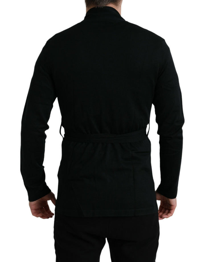 Dolce &amp; Gabbana Black Cashmere Long Sleeves Belted Wrap Robe by Dolce &amp; Gabbana outlet now on sale