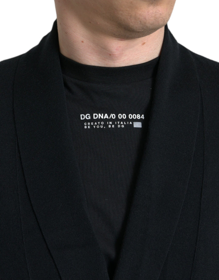 Dolce &amp; Gabbana Black Cashmere Long Sleeves Belted Wrap Robe by Dolce &amp; Gabbana outlet now on sale