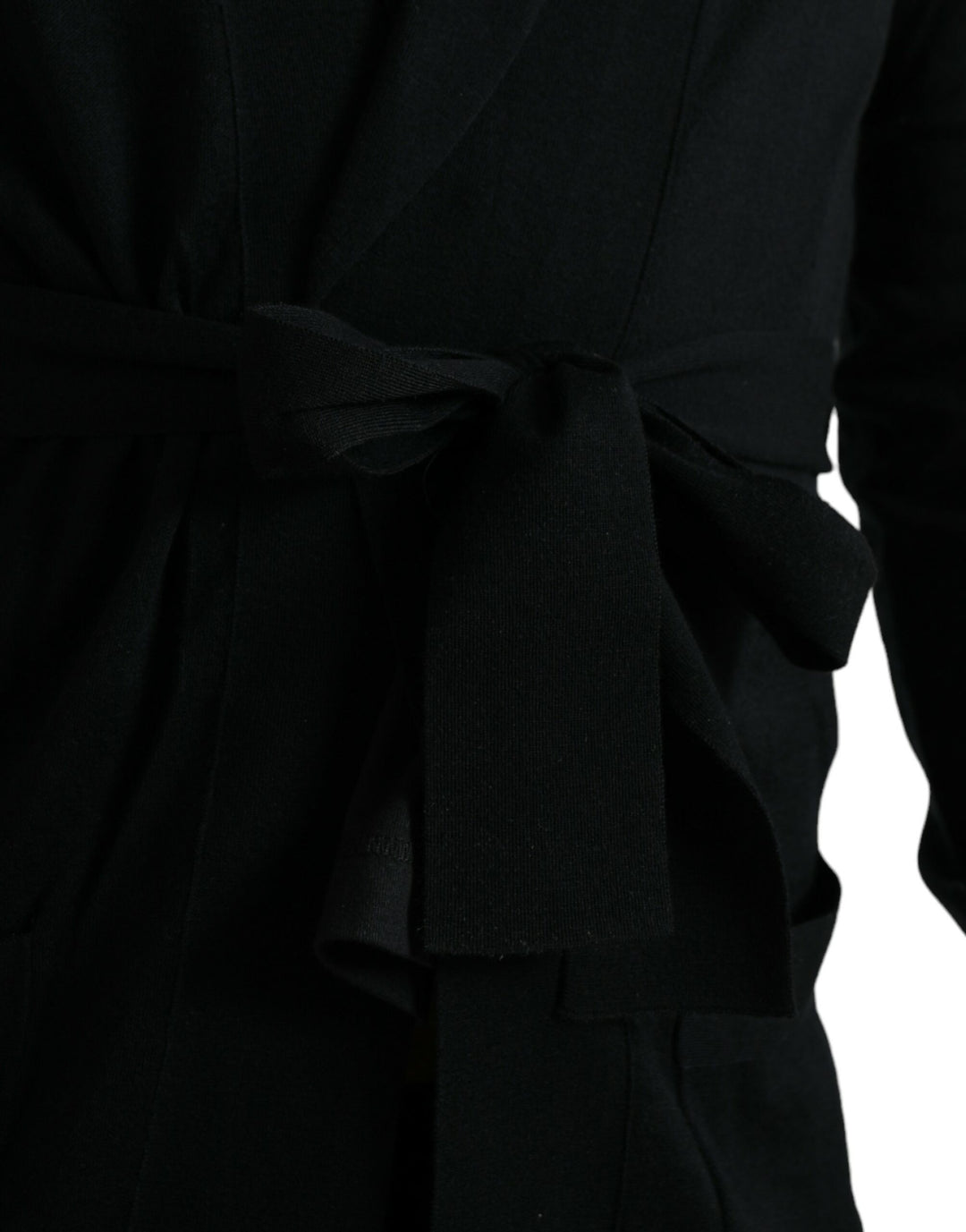 Dolce &amp; Gabbana Black Cashmere Long Sleeves Belted Wrap Robe by Dolce &amp; Gabbana outlet now on sale