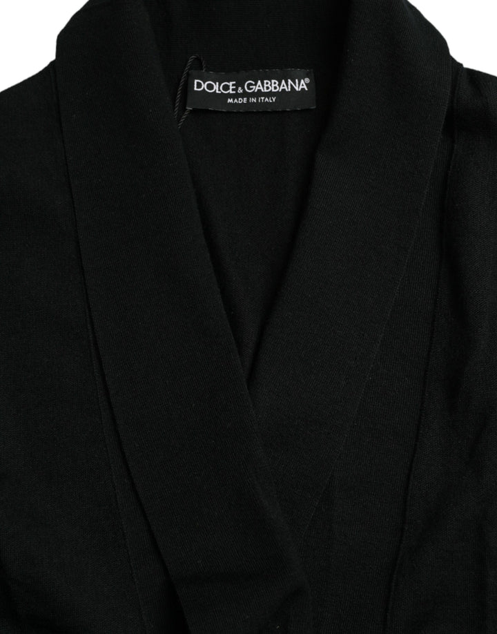 Dolce &amp; Gabbana Black Cashmere Long Sleeves Belted Wrap Robe by Dolce &amp; Gabbana outlet now on sale