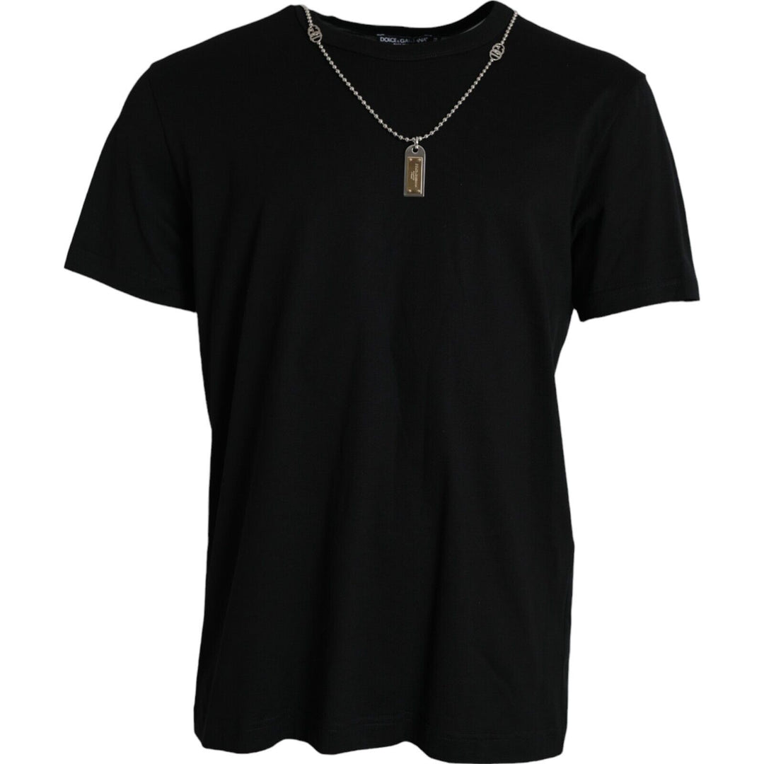 Dolce &amp; Gabbana Sample Sale Dolce &amp; Gabbana Black Silver Chain Short Sleeve T-shirt - | Designer outlet