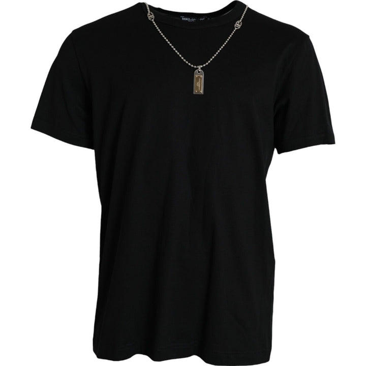 Dolce &amp; Gabbana Sample Sale Dolce &amp; Gabbana Black Silver Chain Short Sleeve T-shirt - | Designer outlet