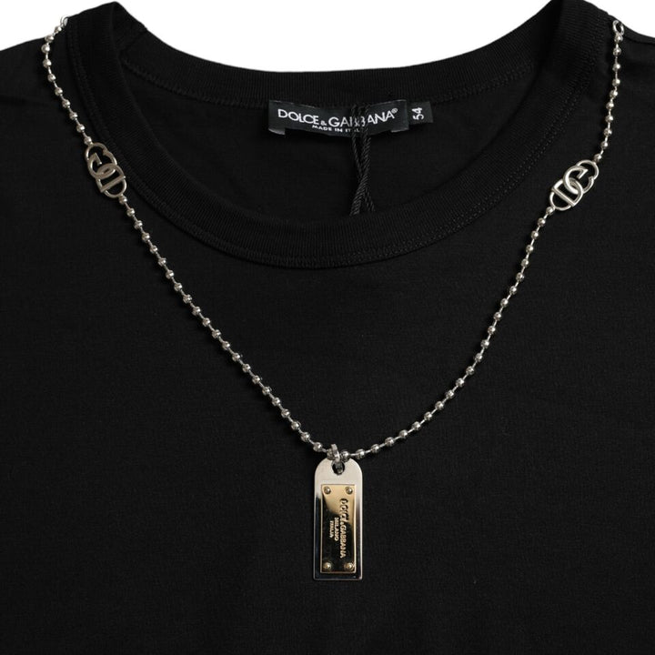 Dolce &amp; Gabbana Sample Sale Dolce &amp; Gabbana Black Silver Chain Short Sleeve T-shirt - | Designer outlet
