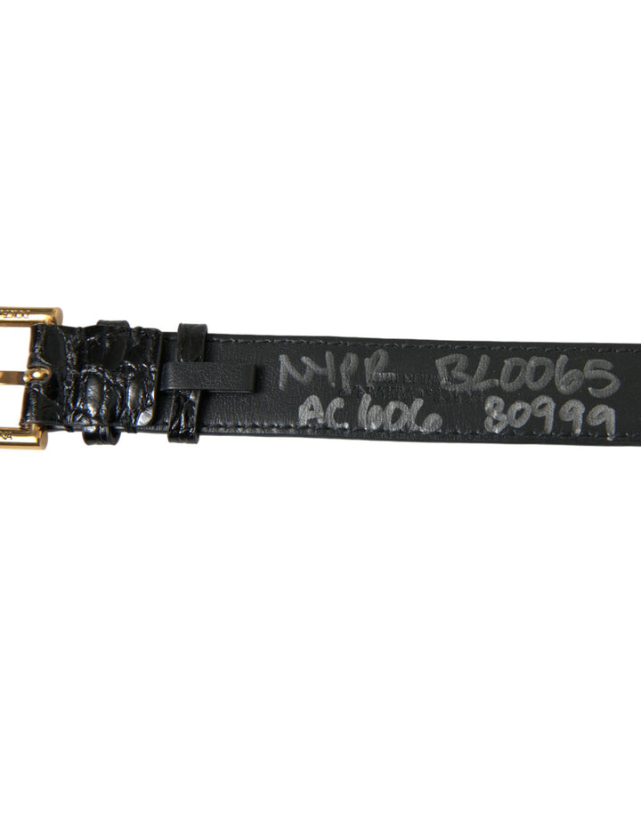 Dolce &amp; Gabbana Sample Sale Dolce &amp; Gabbana Black Textured Leather Gold Tone Metal Buckle Armband - | Designer outlet