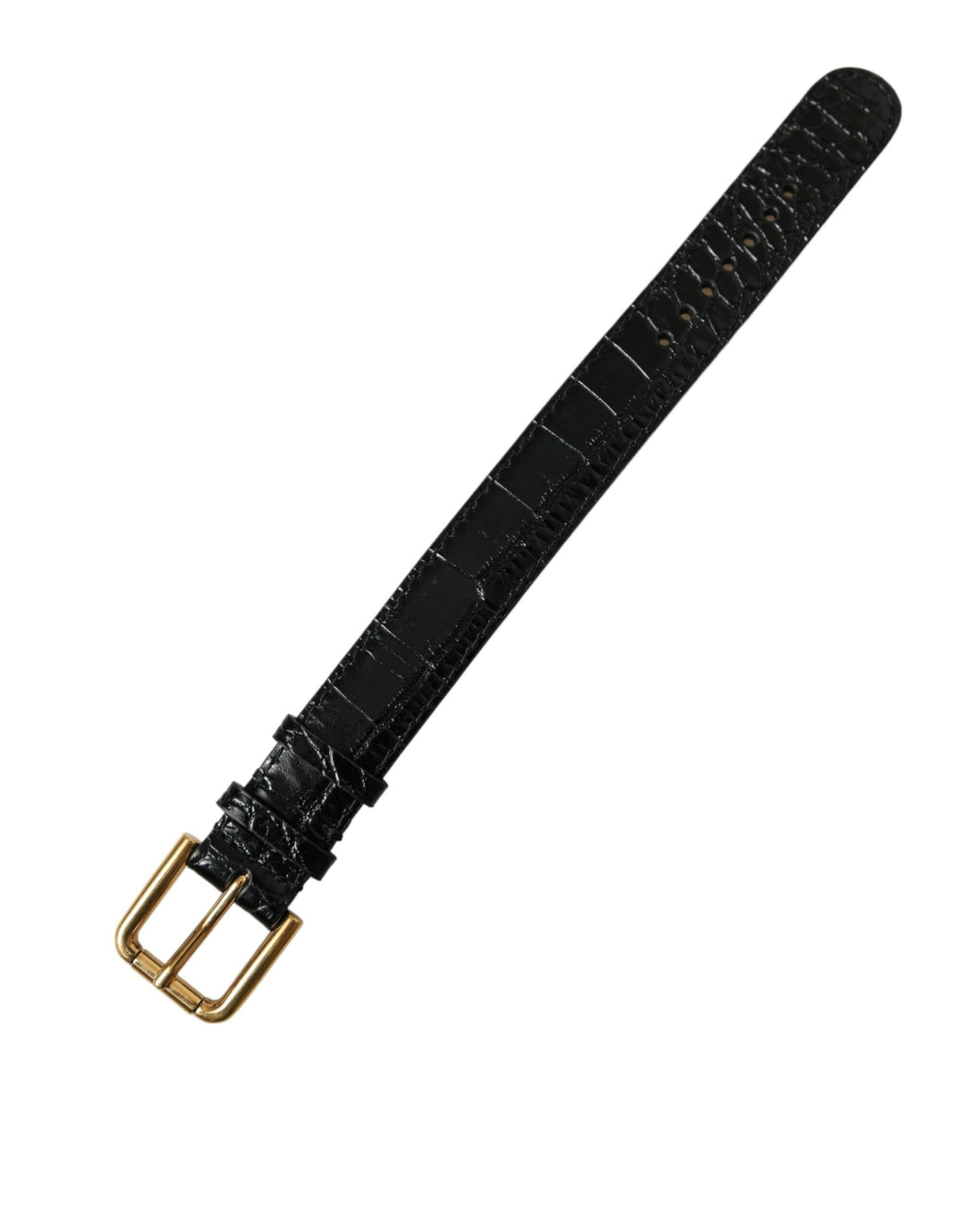 Dolce &amp; Gabbana Sample Sale Dolce &amp; Gabbana Black Textured Leather Gold Tone Metal Buckle Armband - | Designer outlet