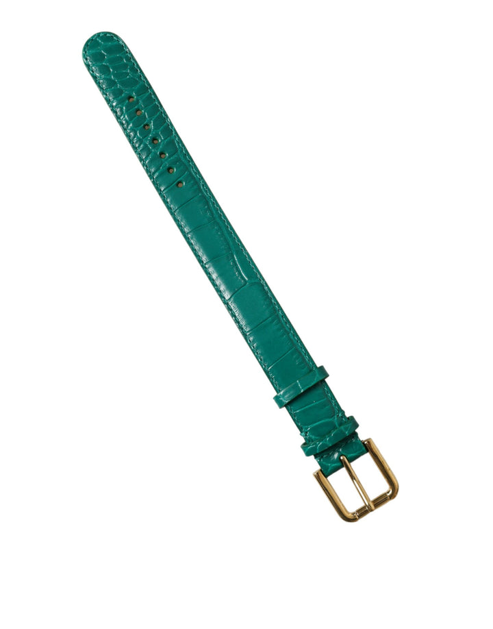 Dolce &amp; Gabbana Green Textured Leather Gold Tone Metal Buckle Neckband by Dolce &amp; Gabbana outlet now on sale
