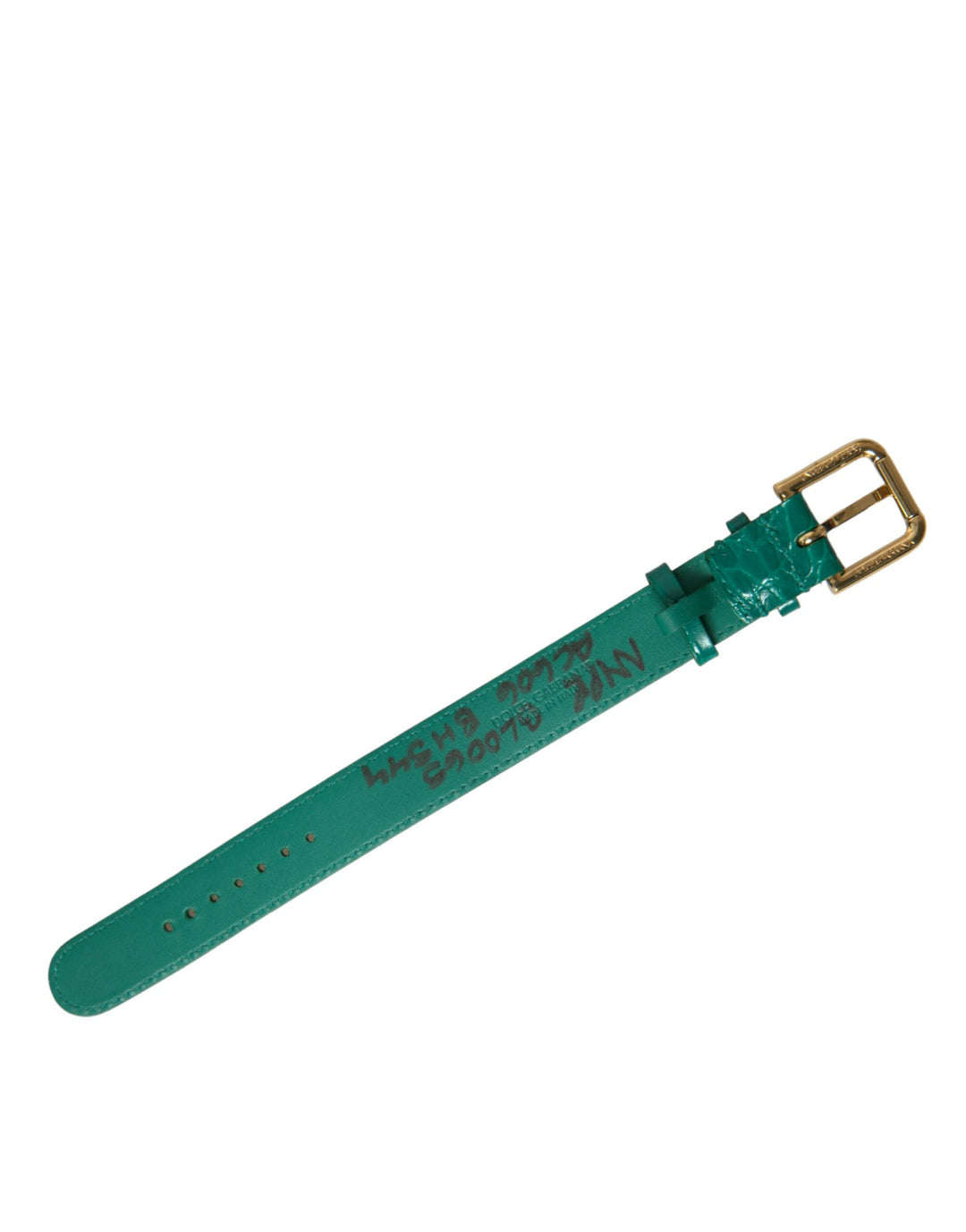 Dolce &amp; Gabbana Green Textured Leather Gold Tone Metal Buckle Neckband by Dolce &amp; Gabbana outlet now on sale