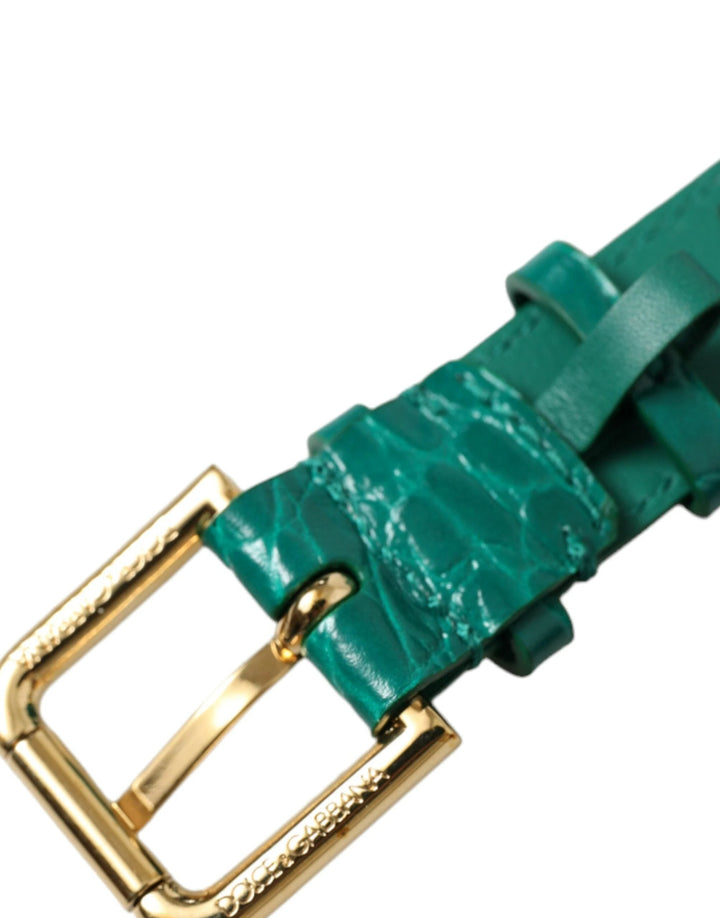 Dolce &amp; Gabbana Green Textured Leather Gold Tone Metal Buckle Neckband by Dolce &amp; Gabbana outlet now on sale
