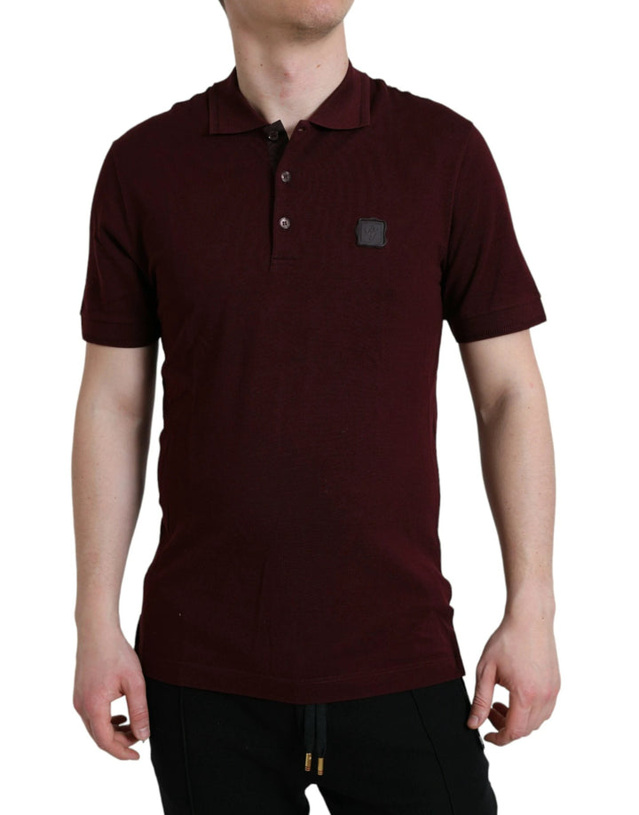 Dolce &amp; Gabbana Maroon Collared Short Sleeves Polo T-shirt by Dolce &amp; Gabbana outlet now on sale