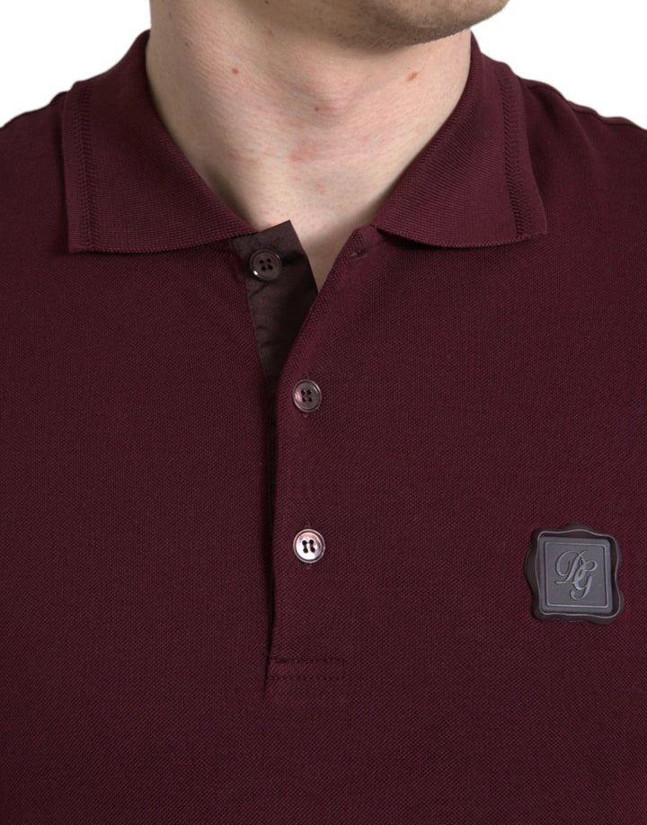 Dolce &amp; Gabbana Maroon Collared Short Sleeves Polo T-shirt by Dolce &amp; Gabbana outlet now on sale