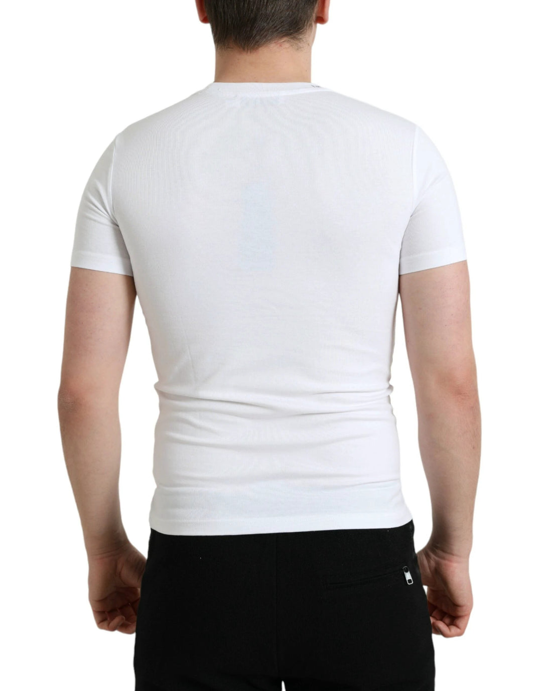 Dolce &amp; Gabbana White Logo Print Cotton Crew Neck T-shirt by Dolce &amp; Gabbana outlet now on sale