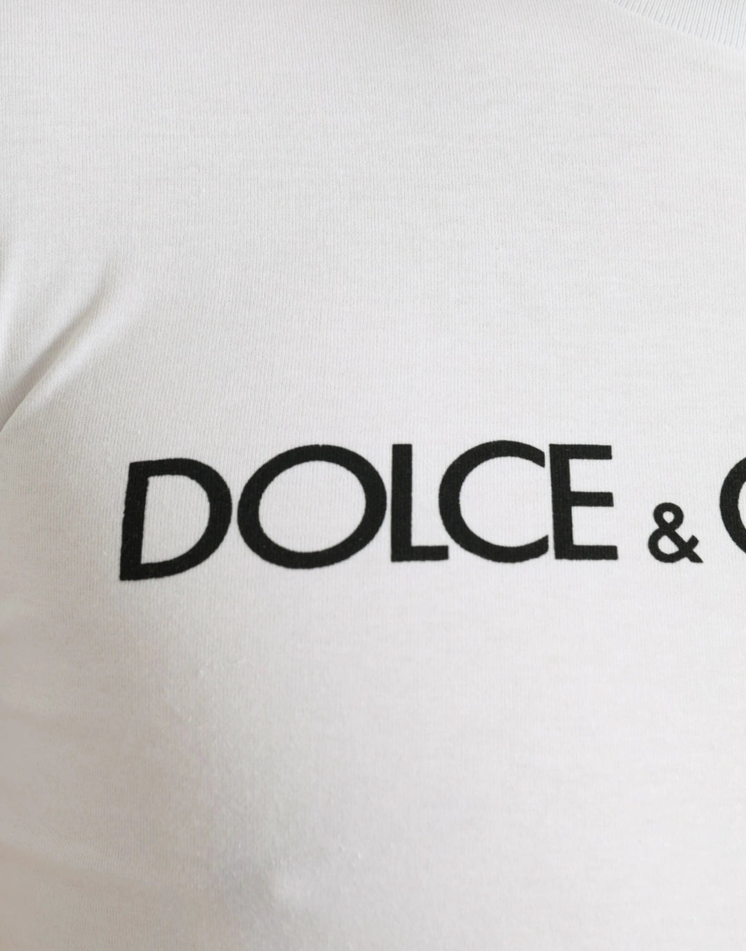Dolce &amp; Gabbana White Logo Print Cotton Crew Neck T-shirt by Dolce &amp; Gabbana outlet now on sale