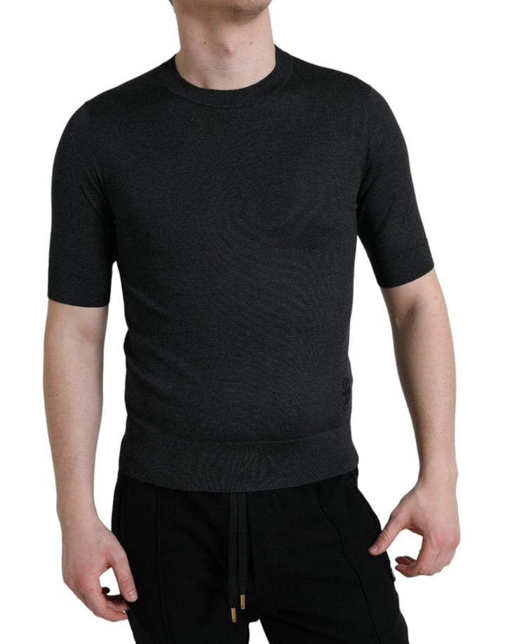 Dolce &amp; Gabbana Sample Sale Dolce &amp; Gabbana Dark Gray Crew Neck Short Sleeves T-shirt - | Designer outlet