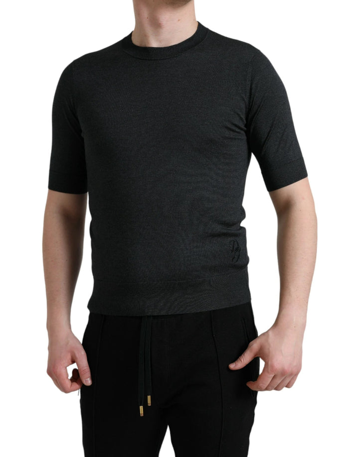 Dolce &amp; Gabbana Sample Sale Dolce &amp; Gabbana Dark Gray Crew Neck Short Sleeves T-shirt - | Designer outlet